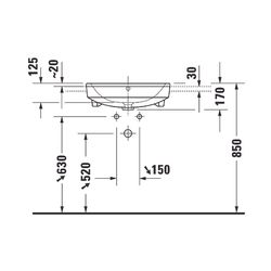 Duravit No.1 Halbeinbauwaschtisch 460x550x170mm, Weiß Hochglanz, 1 HL, mit Überlau... DURAVIT-03765500002 4063382180452 (Abb. 1)
