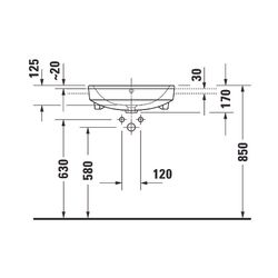 Duravit No.1 Halbeinbauwaschtisch 460x550x170mm, Weiß Hochglanz, 1 HL, mit Überlau... DURAVIT-03765500002 4063382180452 (Abb. 1)