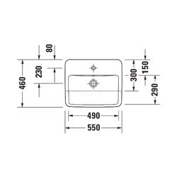 Duravit No.1 Halbeinbauwaschtisch 460x550x170mm, Weiß Hochglanz, 1 HL, mit Überlau... DURAVIT-03765500002 4063382180452 (Abb. 1)