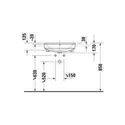 Duravit No.1 Halbeinbauwaschtisch 460x550x170mm, Weiß Hochglanz, 1 HL, mit Überlau... DURAVIT-03765500002 4063382180452 (Abb. 1)