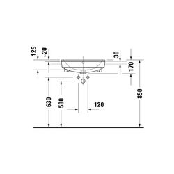 Duravit No.1 Halbeinbauwaschtisch 460x550x170mm, Weiß Hochglanz, 1 HL, mit Überlau... DURAVIT-03765500002 4063382180452 (Abb. 1)