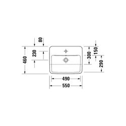 Duravit No.1 Halbeinbauwaschtisch 460x550x170mm, Weiß Hochglanz, 1 HL, mit Überlau... DURAVIT-03765500002 4063382180452 (Abb. 1)