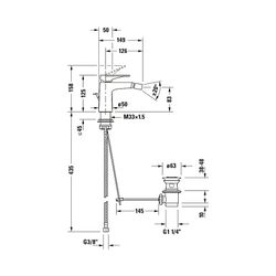 Duravit Tulum by Starck Einhebel-Bidetmischer, Chrom HG, Standmontage, Chrom, Höh... DURAVIT-TU2400001010 4063382961228 (Abb. 1)