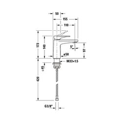 Duravit Tulum by Starck Einhebel-Waschtischmischer S, Mattschwarz, 5l/min, Hebelg... DURAVIT-TU1010002046 4063382961334 (Abb. 1)