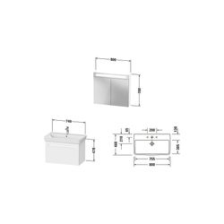 Duravit No.1 Möbel-Set, Möbelwaschtisch, Waschtischunterbau, Spiegelschrank 45... DURAVIT-N10169018180000 4063382807748 (Abb. 1)