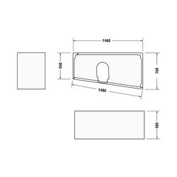 Duravit No.1 Wannenträger, Trapezförmig, gerade Seitenwand, 1500x800mm, Ecke R... DURAVIT-792434000000000 4063382316912 (Abb. 1)