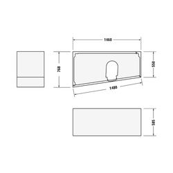 Duravit No.1 Wannenträger, Trapezförmig, gerade Seitenwand, 1500x800mm, Ecke L... DURAVIT-792433000000000 4063382316905 (Abb. 1)