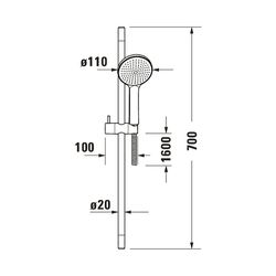Duravit Brauseset, Chrom, Brauseschlauch 1600mm, Brausestange 700mm, Handbrause, ... DURAVIT-UV0680001010 4063382974693 (Abb. 1)