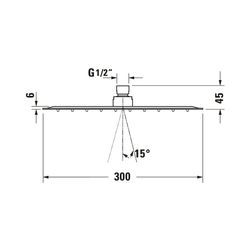 Duravit Kopfbrause, Chrom Hochglanz, Edelstahl, Eckig, 300x300mm, 26l/min, Rain, ... DURAVIT-UV0660031010 4063382938121 (Abb. 1)