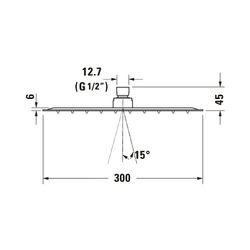 Duravit Kopfbrause, Chrom Hochglanz, Edelstahl, Eckig, 300x300mm, 26l/min, Rain, ... DURAVIT-UV0660031010 4063382938121 (Abb. 1)