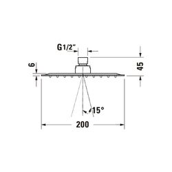Duravit Kopfbrause, Chrom Hochglanz, Edelstahl, Eckig, 200x200mm, 26l/min, Rain, ... DURAVIT-UV0660030010 4063382938114 (Abb. 1)