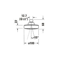 Duravit Kopfbrause, Chrom Hochglanz, Kunststoff, Rund, d. Kopfbrause 100mm, 19l/m... DURAVIT-UV0660022010 4063382938008 (Abb. 1)