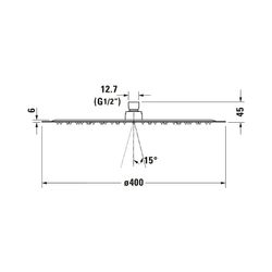 Duravit Kopfbrause, Chrom Hochglanz, Edelstahl, Rund, d. Kopfbrause 400mm, 25, 5l... DURAVIT-UV0660021010 4063382938107 (Abb. 1)
