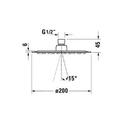 Duravit Kopfbrause, Chrom Hochglanz, Edelstahl, Rund, d. Kopfbrause 200mm, 25, 5l... DURAVIT-UV0660019010 4063382938084 (Abb. 1)