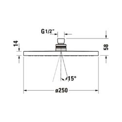 Duravit Kopfbrause, Chrom Hochglanz, Kunststoff, Rund, d. Kopfbrause 250mm, 21l/m... DURAVIT-UV0660018010 4063382938046 (Abb. 1)