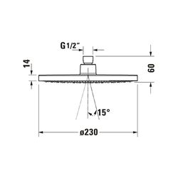 Duravit Kopfbrause, Chrom Hochglanz, Kunststoff, Rund, d. Kopfbrause 230mm, 24l/m... DURAVIT-UV0660017010 4063382938015 (Abb. 1)