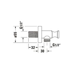 Duravit Wandanschlussbogen 55x102mm, Rund, Chrom, Rosette rund, Rückflussverhinde... DURAVIT-UV0630009010 4063382938152 (Abb. 1)