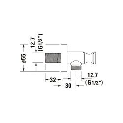 Duravit Wandanschlussbogen 55x102mm, Rund, Chrom, Rosette rund, Rückflussverhinde... DURAVIT-UV0630009010 4063382938152 (Abb. 1)