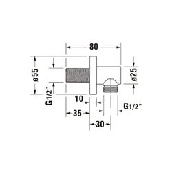 Duravit Wandanschlussbogen 55x80mm, Rund, Chrom, Rosette rund, Rückflussverhinder... DURAVIT-UV0630008010 4063382938138 (Abb. 1)