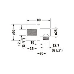 Duravit Wandanschlussbogen 55x80mm, Rund, Chrom, Rosette rund, Rückflussverhinder... DURAVIT-UV0630008010 4063382938138 (Abb. 1)