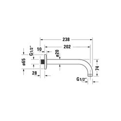 Duravit Brausearm Länge 210mm Wandmontage Rosette rund, Chrom Hochglanz... DURAVIT-UV0670027010 4063382938336 (Abb. 1)