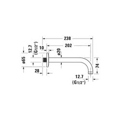 Duravit Brausearm Länge 210mm Wandmontage Rosette rund, Chrom Hochglanz... DURAVIT-UV0670027010 4063382938336 (Abb. 1)