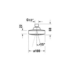 Duravit Kopfbrause, Chrom Hochglanz, Kunststoff, Rund, d. Kopfbrause 100mm, 19l/m... DURAVIT-UV0660022010 4063382938008 (Abb. 1)