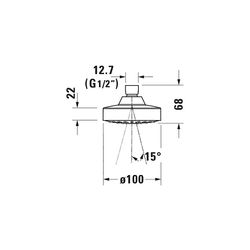 Duravit Kopfbrause, Chrom Hochglanz, Kunststoff, Rund, d. Kopfbrause 100mm, 19l/m... DURAVIT-UV0660022010 4063382938008 (Abb. 1)