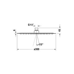 Duravit Kopfbrause, Chrom Hochglanz, Edelstahl, Rund, d. Kopfbrause 300mm, 25, 5l... DURAVIT-UV0660020010 4063382938091 (Abb. 1)