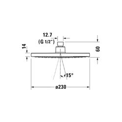 Duravit Kopfbrause, Chrom Hochglanz, Kunststoff, Rund, d. Kopfbrause 230mm, 24l/m... DURAVIT-UV0660017010 4063382938015 (Abb. 1)