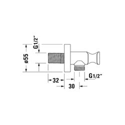 Duravit Wandanschlussbogen 55x102mm, Rund, Chrom, Rosette rund, Rückflussverhinde... DURAVIT-UV0630009010 4063382938152 (Abb. 1)