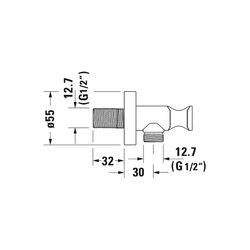 Duravit Wandanschlussbogen 55x102mm, Rund, Chrom, Rosette rund, Rückflussverhinde... DURAVIT-UV0630009010 4063382938152 (Abb. 1)