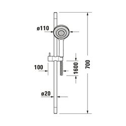 Duravit Brauseset, Schwarz, Brauseschlauch 1600mm, Brausestange 700mm, Handbrause... DURAVIT-UV0680002046 4063382974747 (Abb. 1)