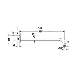 Duravit Brausearm Länge 410mm Wandmontage Rosette rund, Mattschwarz... DURAVIT-UV0670028046 4063382938367 (Abb. 1)