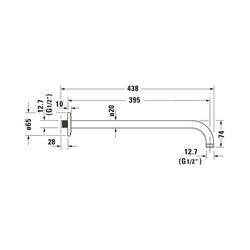 Duravit Brausearm Länge 410mm Wandmontage Rosette rund, Mattschwarz... DURAVIT-UV0670028046 4063382938367 (Abb. 1)