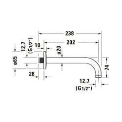Duravit Brausearm Länge 210mm Wandmontage Rosette rund, Mattschwarz... DURAVIT-UV0670027046 4063382938343 (Abb. 1)