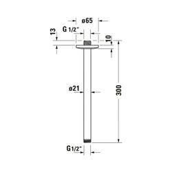 Duravit Brausearm Länge 300mm Deckemontage Rosette rund, Mattschwarz... DURAVIT-UV0670026046 4063382938329 (Abb. 1)