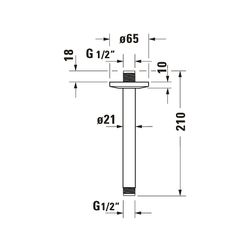 Duravit Brausearm Länge 200mm Deckemontage Rosette rund, Mattschwarz... DURAVIT-UV0670025046 4063382938305 (Abb. 1)