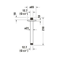 Duravit Brausearm Länge 200mm Deckemontage Rosette rund, Mattschwarz... DURAVIT-UV0670025046 4063382938305 (Abb. 1)