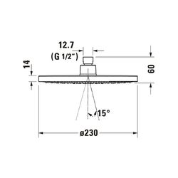 Duravit Kopfbrause, Mattschwarz, Kunststoff, Rund, d. Kopfbrause 230mm, 24l/min, ... DURAVIT-UV0660017046 4063382938039 (Abb. 1)