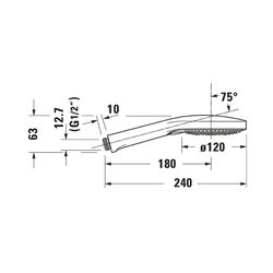 Duravit Handbrause, Mattschwarz, d. 120mm, Strahlart Rain, Pulse, Mono, Druckknop... DURAVIT-UV0650017046 4063382937292 (Abb. 1)