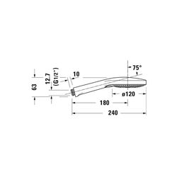 Duravit Handbrause, Mattschwarz, d. 120mm, Strahlart Rain, Pulse, Mono, Druckknop... DURAVIT-UV0650017046 4063382937292 (Abb. 1)