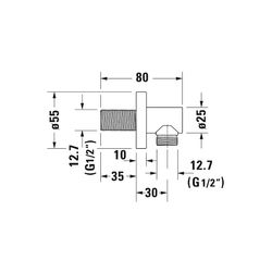 Duravit Wandanschlussbogen 55x80mm, Rund, Mattschwarz, Rosette rund, Rückflussver... DURAVIT-UV0630008046 4063382938145 (Abb. 1)