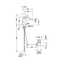 Duravit Tulum by Starck Einhebel-Bidetmischer, Chrom HG, Standmontage, Mattschwar... DURAVIT-TU2400001046 4063382961372 (Abb. 1)