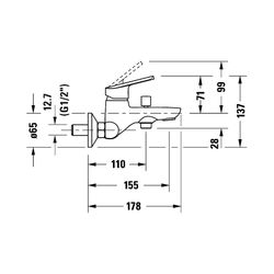 Duravit No.1 Einhebel-Wannenmischer Aufputz, Chrom, Anschlussart S-Anschlüsse, 1/... DURAVIT-N15230000010 8000177315947 (Abb. 1)