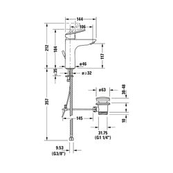 Duravit No.1 Einhebel-Waschtischmischer M, Chrom, 5l/min, Hebelgriff, mit Garnitu... DURAVIT-N11020001010 8000177315824 (Abb. 1)