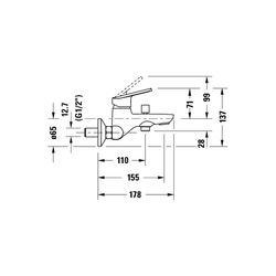 Duravit No.1 Einhebel-Wannenmischer Aufputz, Chrom, Anschlussart S-Anschlüsse, 1/... DURAVIT-N15230000010 8000177315947 (Abb. 1)
