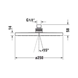 Duravit Kopfbrause, Chrom HG, Kunststoff, MinusFlow, Rund, d. Kopfbrause 250mm, 9... DURAVIT-UV0662018010 4063382938060 (Abb. 1)