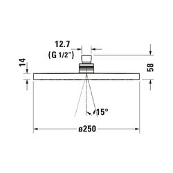 Duravit Kopfbrause, Chrom HG, Kunststoff, MinusFlow, Rund, d. Kopfbrause 250mm, 9... DURAVIT-UV0662018010 4063382938060 (Abb. 1)