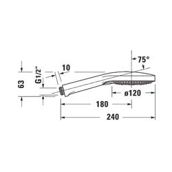 Duravit Handbrause, Chrom, MinusFlow, d. 120mm, Strahlart Rain, Pulse, Mono, Druc... DURAVIT-UV0652017010 4063382937285 (Abb. 1)
